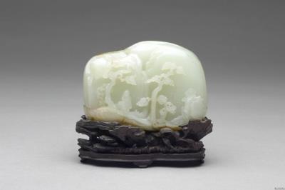 图片[2]-Jade carving in the shape of a mountain with scholar listening to a flowing spring, Qing dynasty (1644-1911)-China Archive